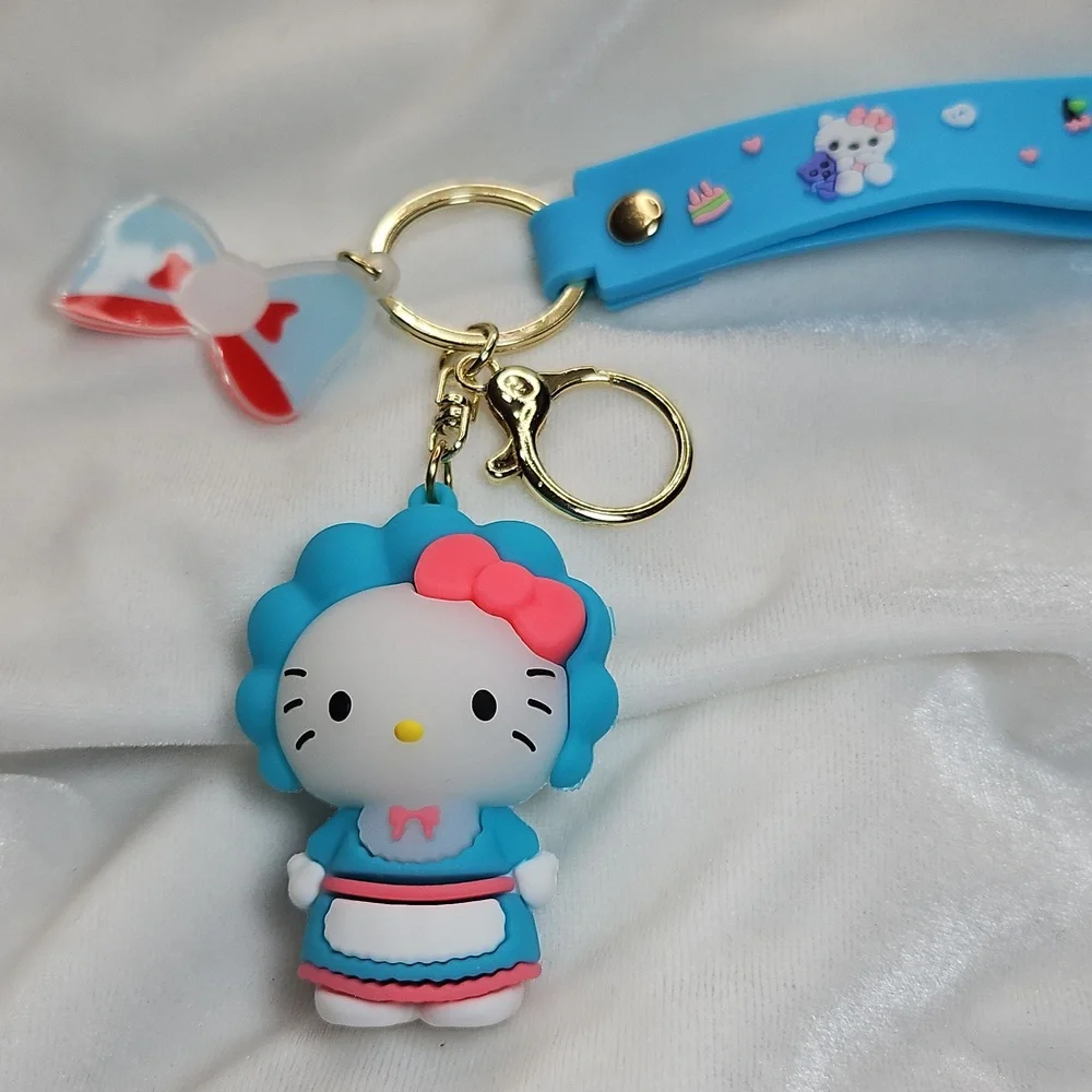 Sanrio Hello Kitty PVC Car Keychain Bag Charm NWOT Blue Wristlet